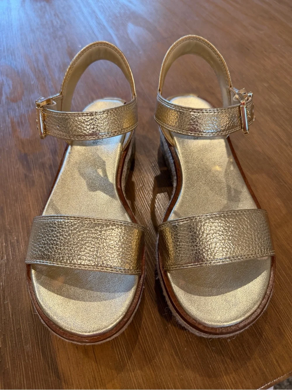 Michael Kors Metallic Gold Platform Espadrille Sandals
